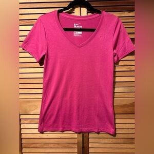 Nike, pink, dry fit, v-neck, tshirt, size small